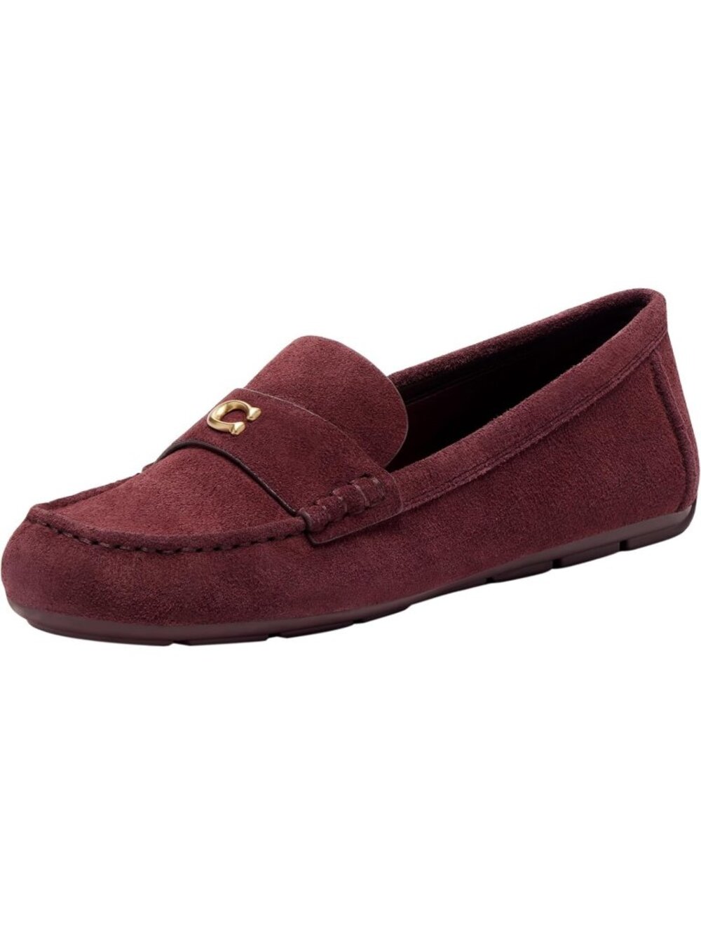 Coach Sculpted C Suede Driver Merlot Suede Penny Loafers Women Size 7 Flat Heel